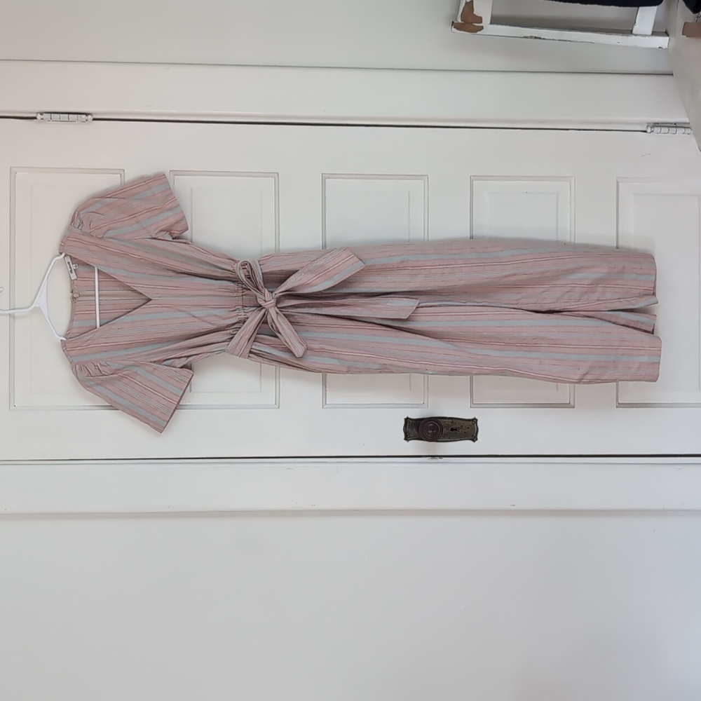 Madewell Striped Puff-Sleeve Tapered Jumpsuit Size 0